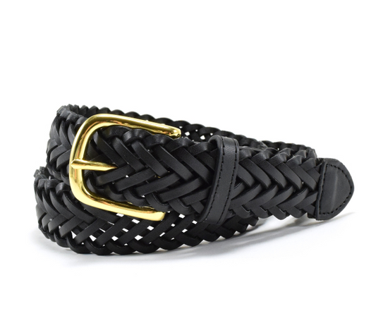 1 1/4" Braided Leather Belt - Black - Closeout